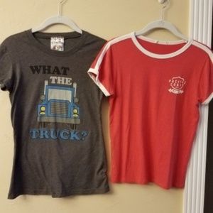 2-PC Tops gray and red size S Lot Bundle Set
